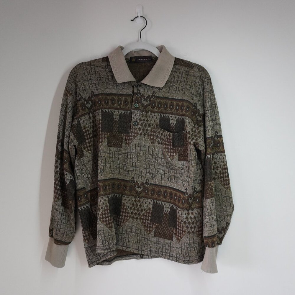 Patterned Beige Long Sleeve Shirt